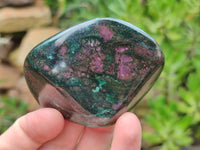 Polished Green Verdite and Ruby Corundum Standing Free Forms x 6 From Zimbabwe