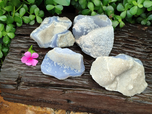 Natural Blue Lace Agate Specimens x 4 From Nsanje, Malawi