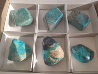 Polished Shattuckite with Azurite and Chrysocolla Free Forms x 6 From Congo