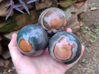 Polished Polychrome Jasper Spheres x 3 From Mahajanga, Madagascar