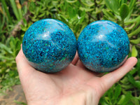 Polished Chrysocolla Conglomerate Spheres x 2 From Congo