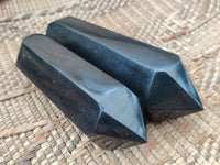 Polished Black Basalt Double Terminated Points x 4 From Madagascar