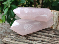 Polished Double Terminated Rose Quartz Points x 6 From Ambatondrazaka, Madagascar