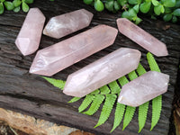 Polished Double Terminated Rose Quartz Points x 6 From Ambatondrazaka, Madagascar