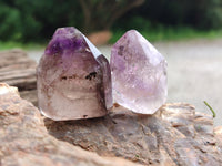 Polished Smokey Amethyst Window Quartz Points x 20 From Akansobe, Madagascar