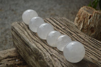 Polished Girasol Pearl Quartz Spheres x 6 From Ambatondrazaka, Madagascar