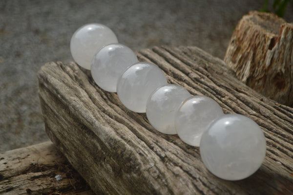 Polished Girasol Pearl Quartz Spheres x 6 From Ambatondrazaka, Madagascar