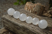 Polished Girasol Pearl Quartz Spheres x 6 From Ambatondrazaka, Madagascar