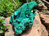 Natural Exquisite Malachite with 10 Stalactites Specimen x 1 from Kolwezi, Congo