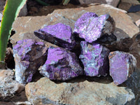 Natural Metallic Purpurite Cobbed Specimens x 6 From Erongo, Namibia