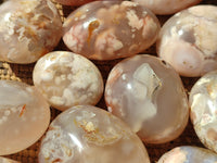 Polished Flower Agate Galet-Palm Stones x 24 From Antsahalova, Madagascar