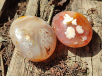 Polished Flower Agate Galet-Palm Stones x 24 From Antsahalova, Madagascar