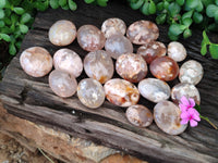 Polished Flower Agate Galet-Palm Stones x 24 From Antsahalova, Madagascar