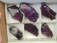 Polished On One Side Metallic Purpurite Specimens x 6 From Namibia