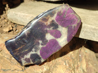 Polished On One Side Metallic Purpurite Specimens x 6 From Namibia