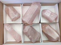 Polished Rose Quartz Points x 6 From Ambatondrazaka, Madagascar