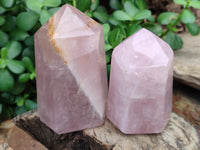 Polished Rose Quartz Points x 6 From Ambatondrazaka, Madagascar