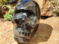 Hand Made Smokey Quartz Skull Carving x 1 From Madagascar