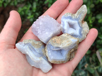 Natural Blue Lace Agate Geode Specimens x 35 From Nsanje, Malawi