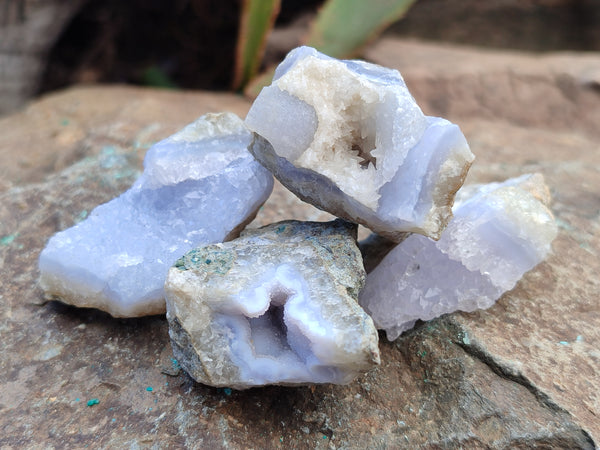 Natural Blue Lace Agate Geode Specimens x 35 From Nsanje, Malawi