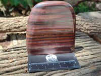 Polished Banded Tiger Iron / Muggle Stone Standing Free Forms x 3 From Northern Cape, South Africa