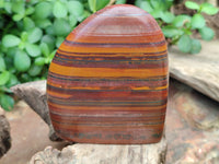 Polished Banded Tiger Iron / Muggle Stone Standing Free Forms x 3 From Northern Cape, South Africa