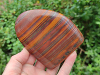 Polished Banded Tiger Iron / Muggle Stone Standing Free Forms x 3 From Northern Cape, South Africa