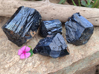 Natural Schorl Black Tourmaline Specimens x 4 From Erongo, Namibia