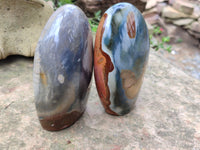 Polished Polychrome Jasper Standing Free Forms x 2 From Mahajanga, Madagascar