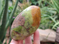 Polished Green Opal Standing Free Forms x 2 From Antsirabe, Madagascar