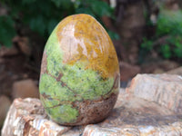 Polished Green Opal Standing Free Forms x 2 From Antsirabe, Madagascar