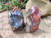 Polished Mix Polychrome Jasper Flames and Standing Free Forms x 4 From Mahajanga, Madagascar