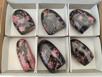 Polished Rhodonite Standing Free Forms x 6 From Ambindavato, Madagascar