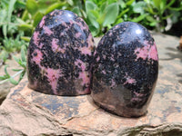 Polished Rhodonite Standing Free Forms x 6 From Ambindavato, Madagascar