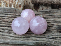 Polished Gemmy Rose Quartz Spheres x 3 From Madagascar