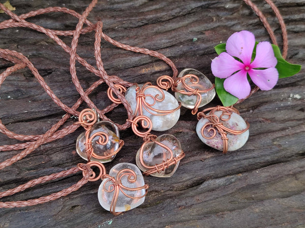 Polished Mixed Copper Wire Wrapped Pendants x 6 From Southern Africa