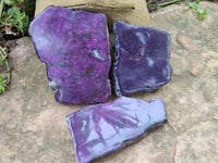 Polished On One Side Metallic Purpurite Specimens x 6 From Namibia