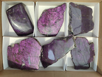 Polished On One Side Metallic Purpurite Specimens x 6 From Namibia