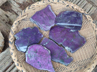 Polished On One Side Metallic Purpurite Specimens x 6 From Namibia