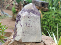 Polished Lepidolite with Pink Rubellite Points x 2 From Ambatondrazaka, Madagascar