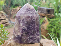 Polished Lepidolite with Pink Rubellite Points x 2 From Ambatondrazaka, Madagascar