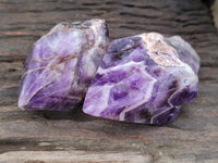 Polished Chevron Amethyst Witches Hat Crystals x 3 From Zambia