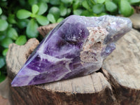 Polished Chevron Amethyst Witches Hat Crystals x 3 From Zambia