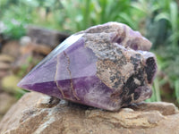 Polished Chevron Amethyst Witches Hat Crystals x 3 From Zambia