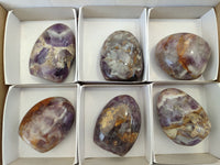 Polished Chevron Amethyst Standing Free Form x 6 from Madagascar