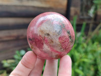 Polished Rhodonite Spheres x 2 From Zimbabwe