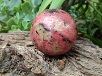 Polished Rhodonite Spheres x 2 From Zimbabwe