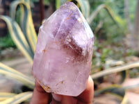 Polished Smokey Window Amethyst Quartz Crystals x 2 From Akansobe, Madagascar