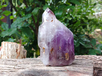 Polished Smokey Window Amethyst Quartz Crystals x 2 From Akansobe, Madagascar