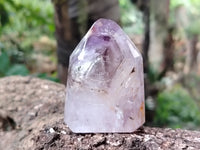 Polished Smokey Window Amethyst Quartz Crystals x 2 From Akansobe, Madagascar